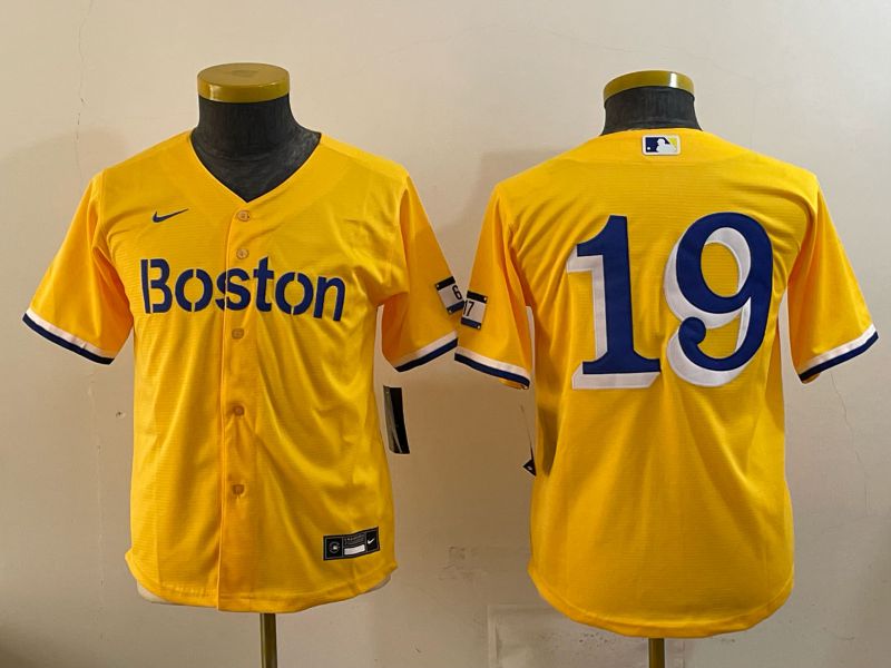 Youth 2025 Boston Red Sox #19 No Name Yellow City Edition Nike MLB Jersey style 01